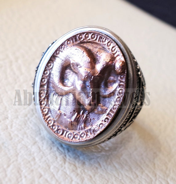Horoscopes zodiac sign Aries sterling silver 925 and antique bronze hu ...