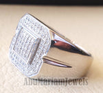 Micro pave cubic zirconia white stones diamond style sterling silver 925 heavy stunning men ring all sizes mic005