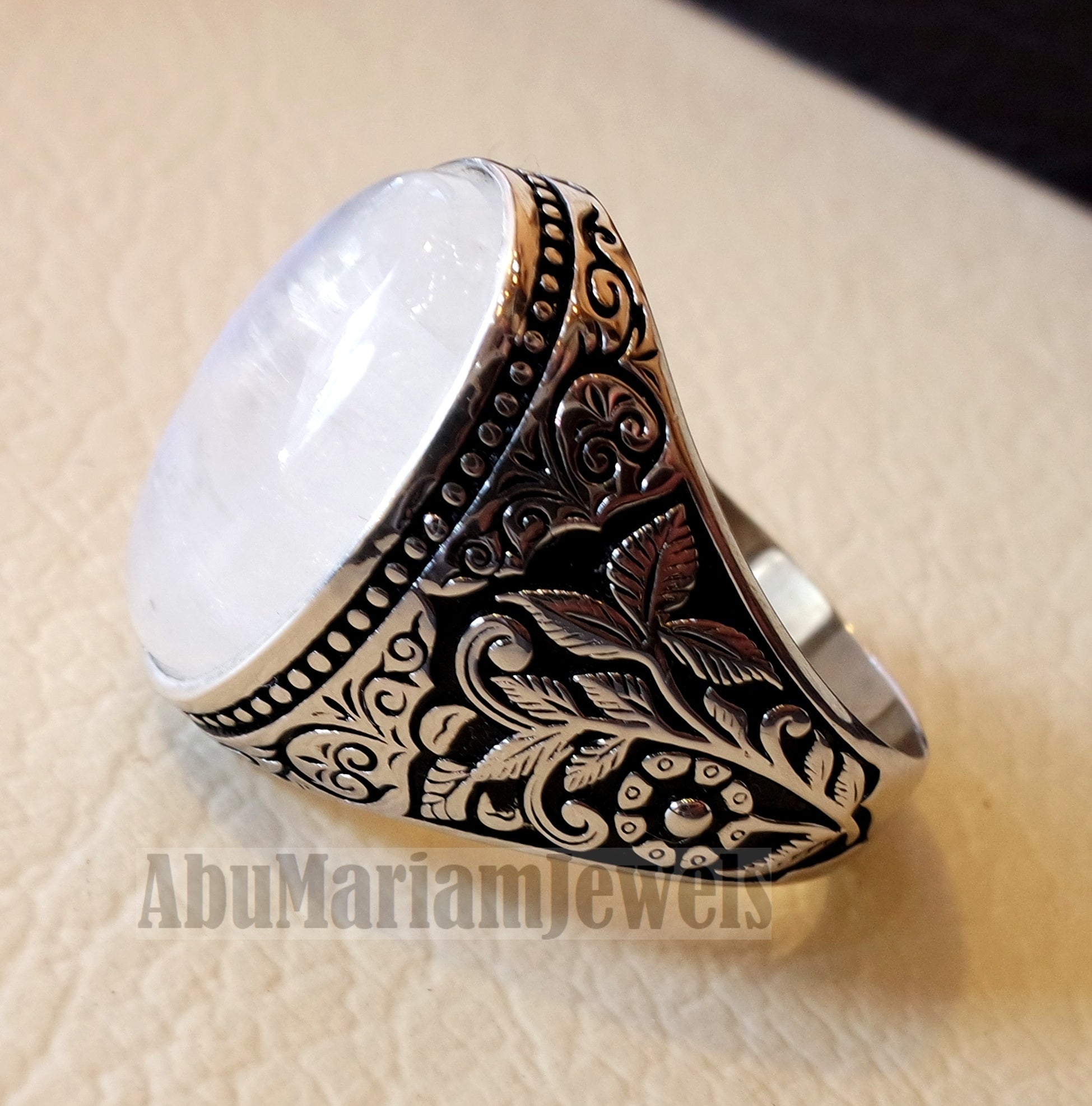 moonstone natural stone durr al najaf men ring jewelry sterling silver 925 stunning genuine gem nature design style jewelry all sizes