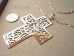 Very huge Arabic calligraphy cross necklace  sterling silver 925 jewelry catholic orthodox Christianity handmade heavy thick fast shipping