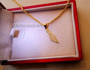 21K gold Palestine map pendant with rope chain gold jewelry Arabic fast shipping خارطه و علم فلسطين