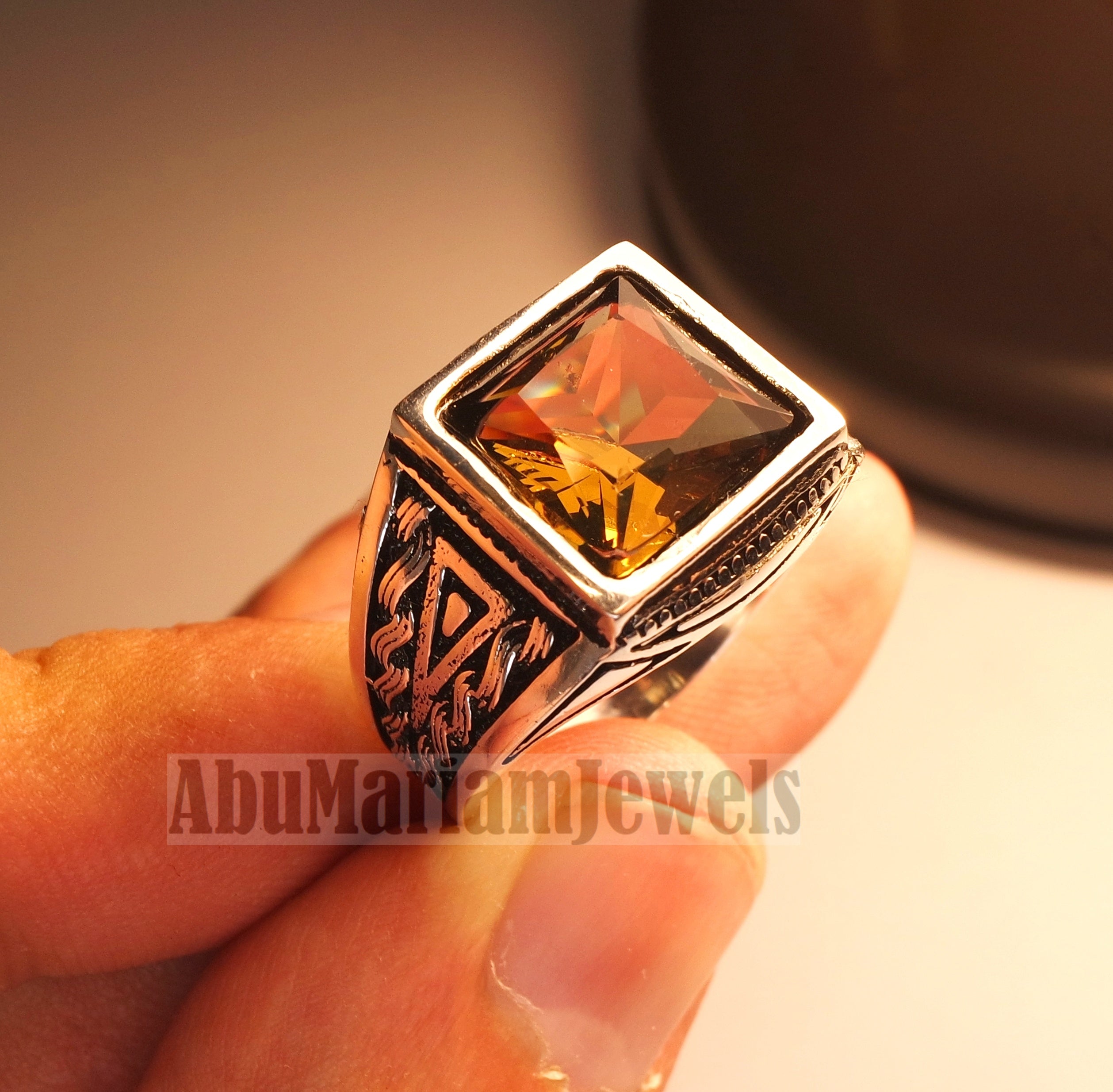 Zultanite natural changing color rare stone sterling silver 925 Diaspore  men ring princess cut stone all sizes