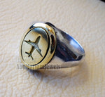 Airplane Aeroplane pilot sterling silver 925 and bronze men ring all sizes men jewelry gift fast shipping