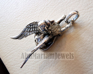 Huge Babylon lion 3D historical mythical winged lion the symbol of ultimate power pendant sterling silver 925 griffin gryphon jewelry
