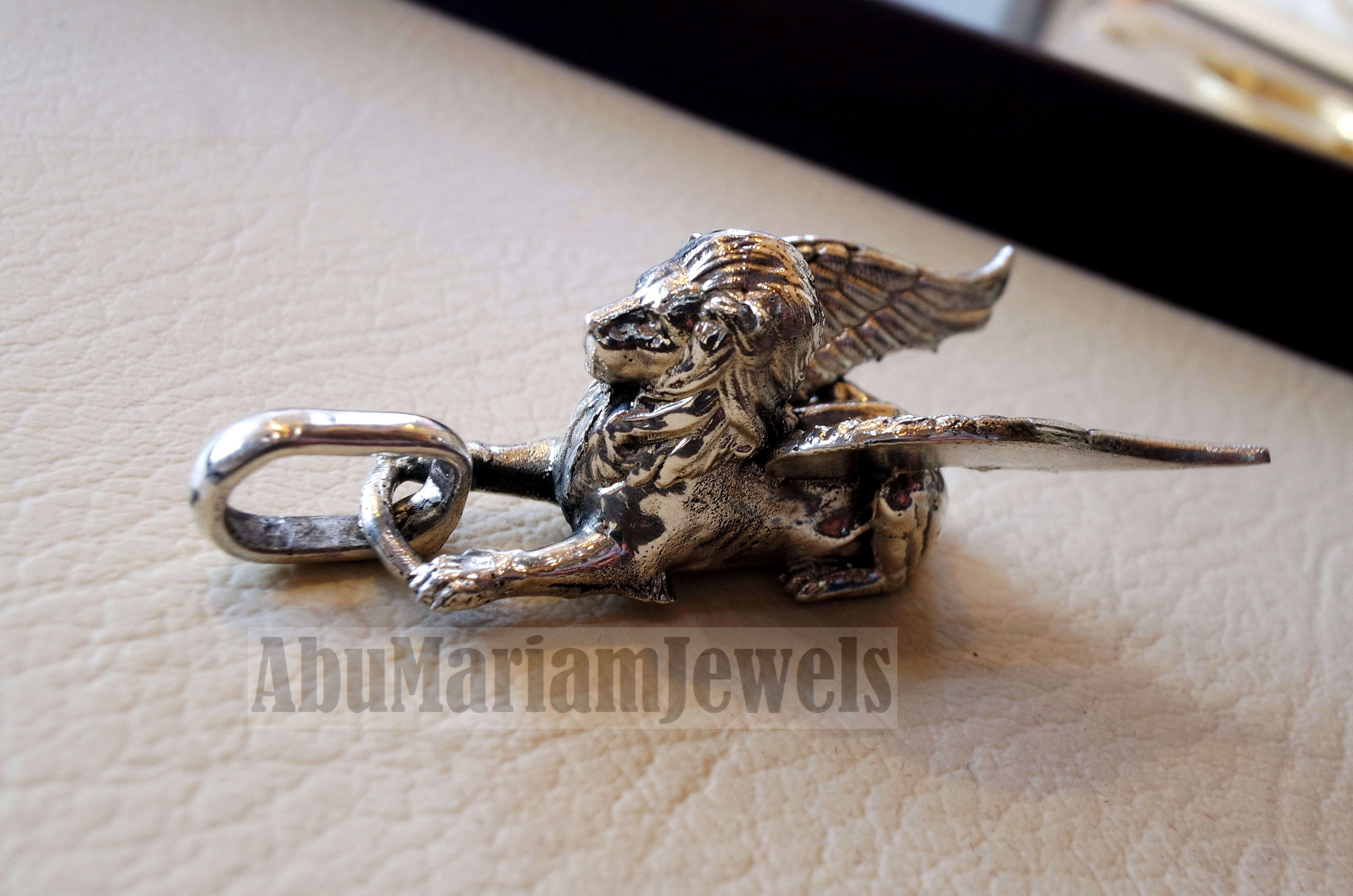Huge Babylon lion 3D historical mythical winged lion the symbol of ultimate power pendant sterling silver 925 griffin gryphon jewelry