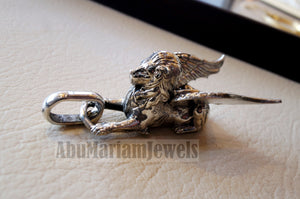 Huge Babylon lion 3D historical mythical winged lion the symbol of ultimate power pendant sterling silver 925 griffin gryphon jewelry