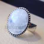 Pinkie men or women ring moonstone skin touching stone sterling silver 925 all sizes high quality natural oval cabochon stone