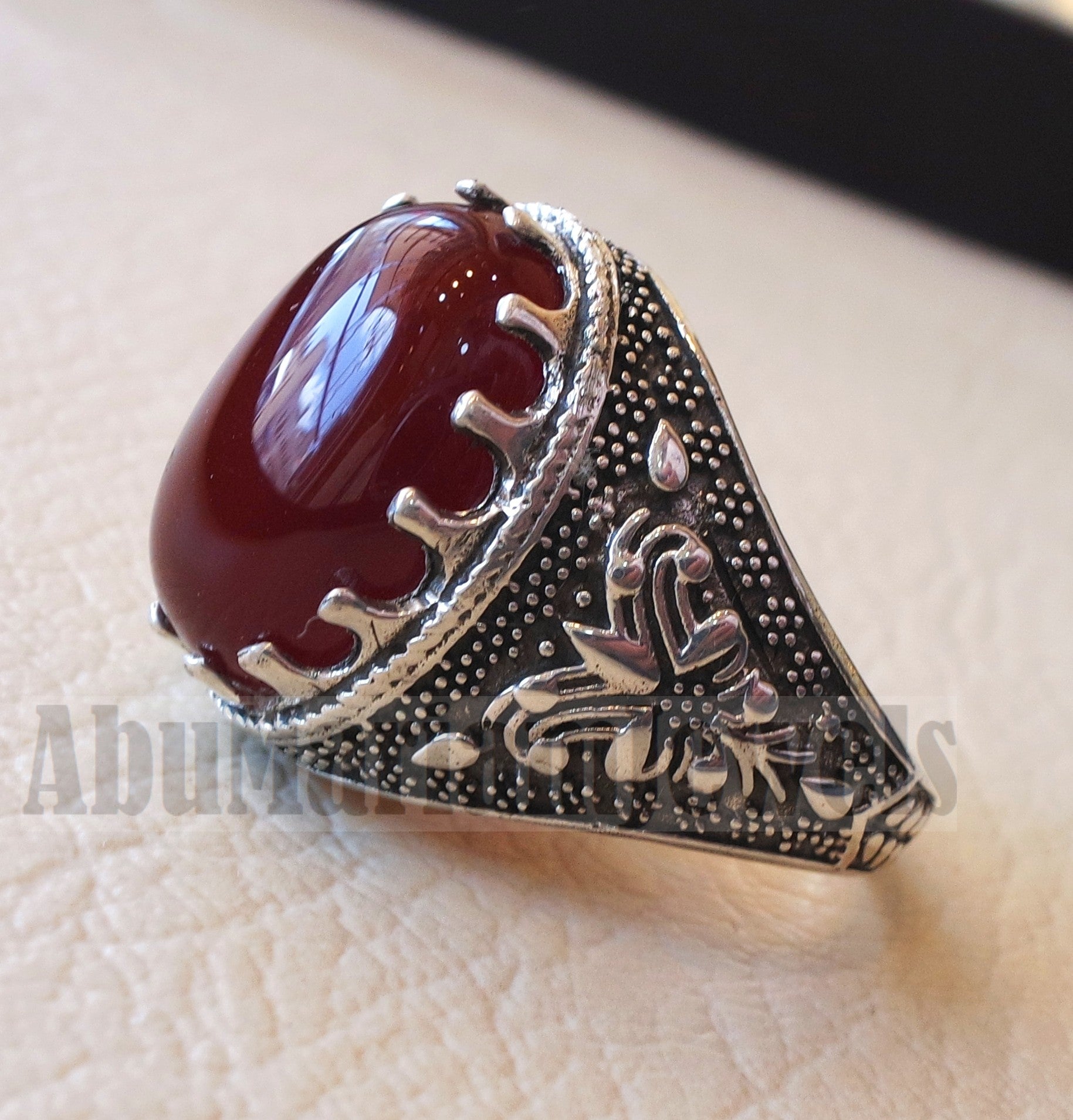 aqeeq Akik natural liver agate carnelian aqiq stone oval red cabochon gem man ring sterling silver arabic middle eastern turkey style