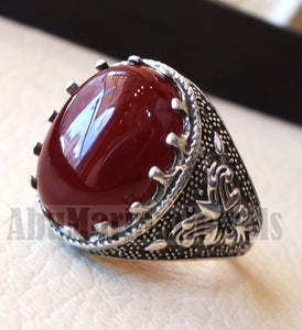 aqeeq Akik natural liver agate carnelian aqiq stone oval red cabochon gem man ring sterling silver arabic middle eastern turkey style