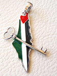 Palestine map & flag and historic key pendant sterling silver 925 high quality enamel jewelry arabic fast shipping خارطه و علم فلسطين