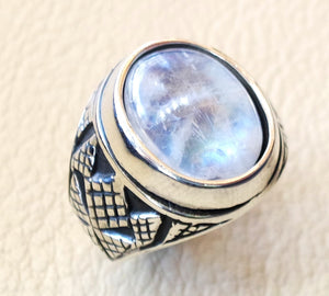 flashy moonstone men ring  natural stone dur al najaf sterling silver 925 stunning genuine gem two ottoman arabic style jewelry all sizes