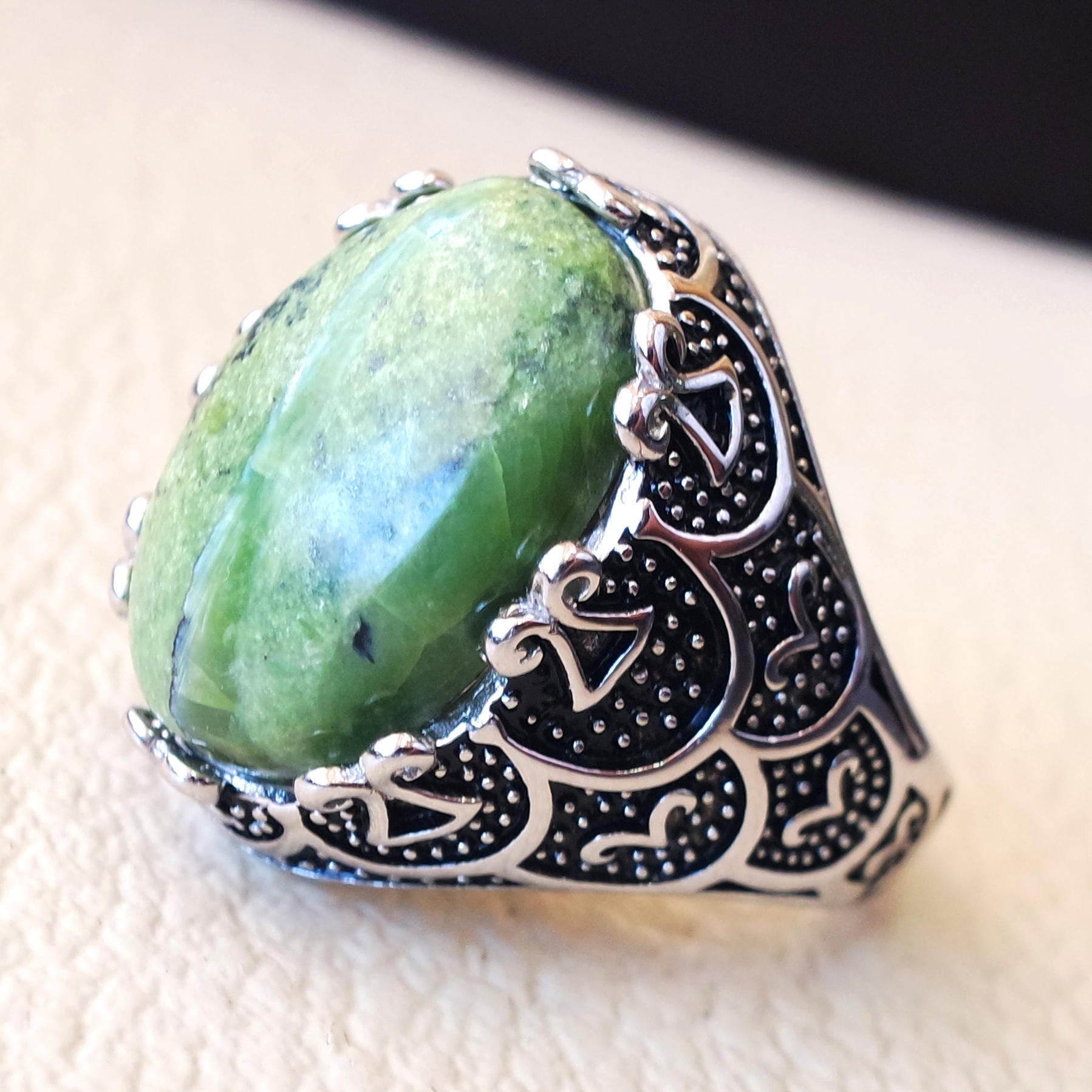 green swiss opal huge natural stone men ring sterling silver 925 stunning genuine oval gem ottoman style jewelry all sizes