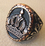 الملكي التاج الرجال خاتم الفضة الإسترليني 925 خمر نمط برونزية كبيره الثقيلة المجوهرات جميع الاحجام الملك الأسود والأبيض