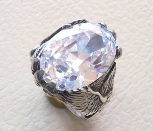 الماس الاصطناعية الحجر جوده عاليه اللون الأبيض مكعب الزركون ضخمه الرجال خاتم النسر الإسترليني الفضة 925 اي حجم المجوهرات الحيوانية الشحن السريع