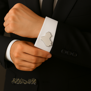 cufflinks , cuflinks Iraq map engraving calligraphy Arabic customized any name or letters made to order sterling silver 925 men jewelry CFI01