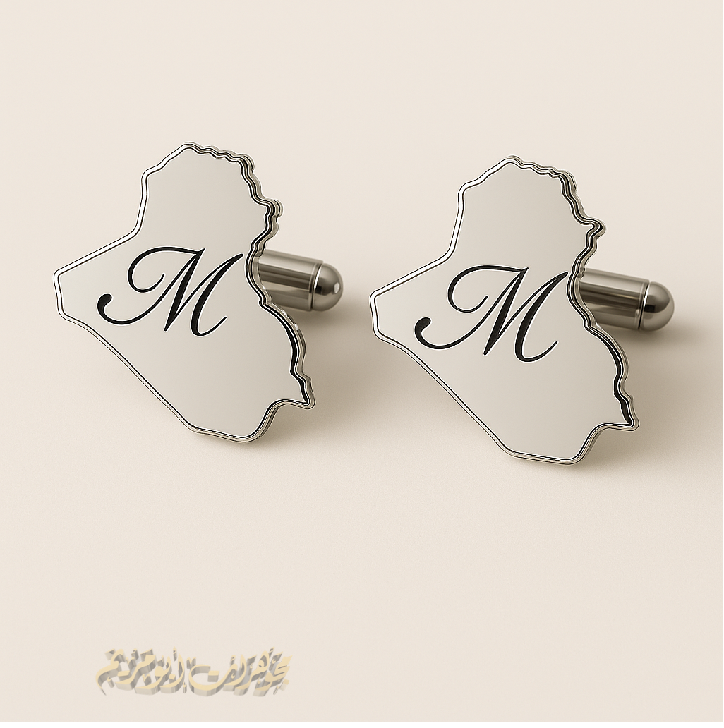 cufflinks , cuflinks Iraq map engraving calligraphy Arabic customized any name or letters made to order sterling silver 925 men jewelry CFI01