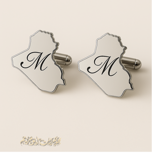 cufflinks , cuflinks Iraq map engraving calligraphy Arabic customized any name or letters made to order sterling silver 925 men jewelry CFI01