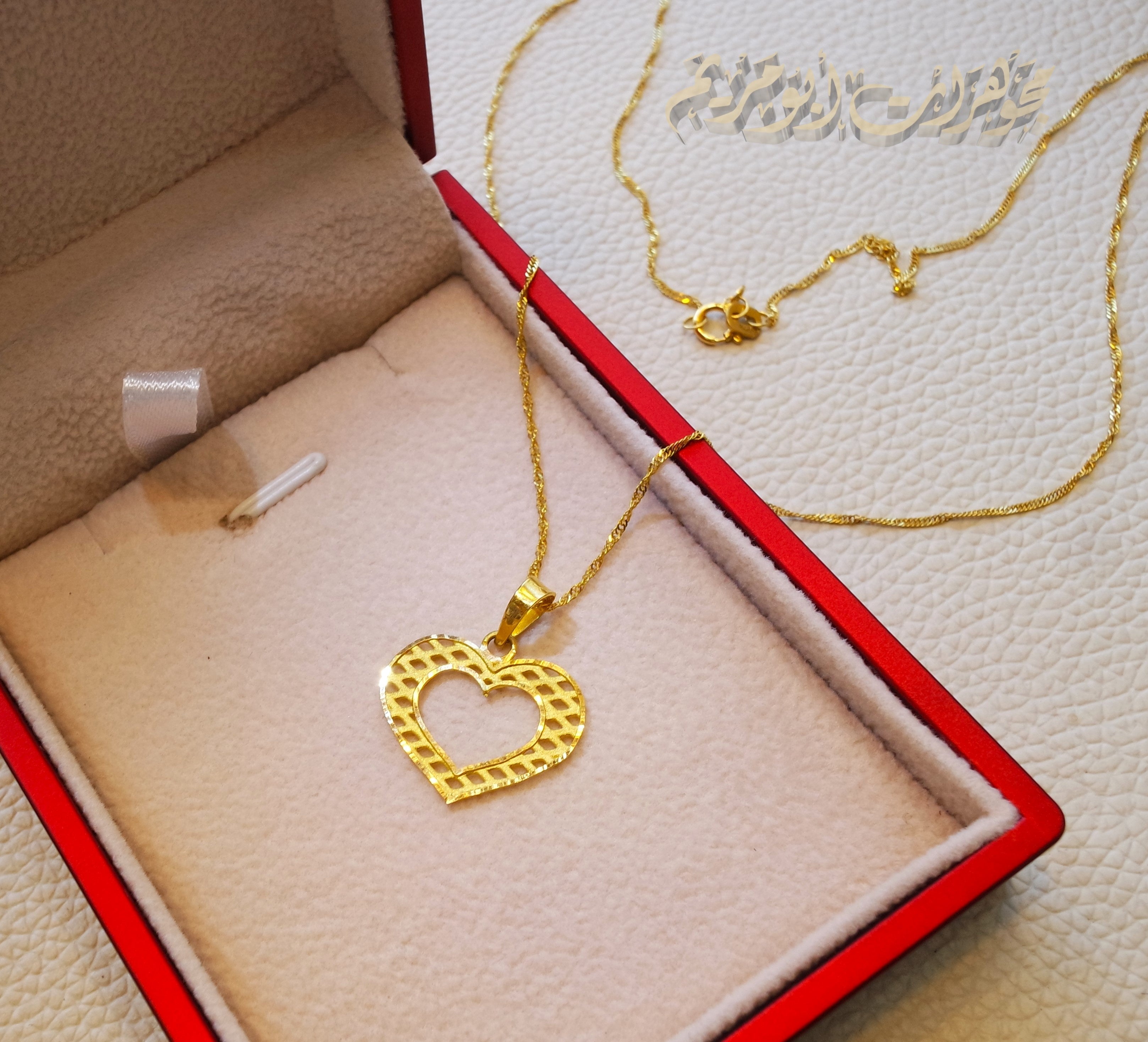 21K gold heart pendant with Disco chain gold jewelry 16 and 20 inches fast shipping with gift box