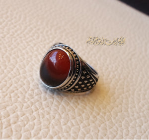 Kids ring red Aqeeq agate carnelian natural stone sterling silver 925 , perfect for adult pinkie or for boys or girls children jewelry