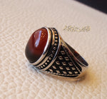 Kids ring red Aqeeq agate carnelian natural stone sterling silver 925 , perfect for adult pinkie or for boys or girls children jewelry