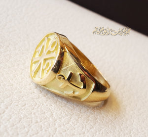 Chi Rho anchor cross Christ Christian symbol 10 k gold heavy man ring made to order fine jewelry full insured shipping and nice box and packaging