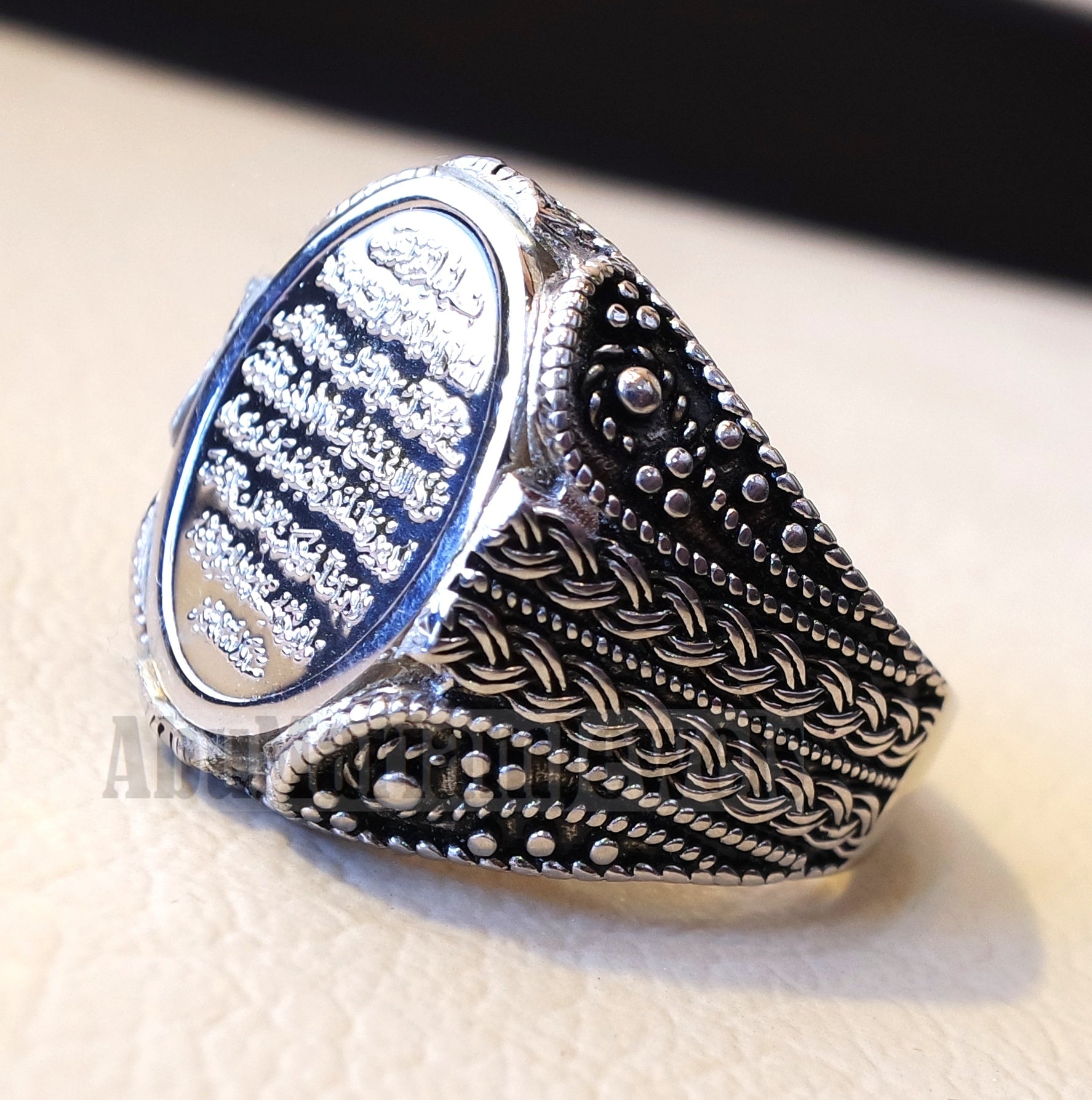 men ring Ayet Kursi Arabic islamic quraan verses sterling silver 925 any size jewelry heavy man gift خاتم أية كرسي