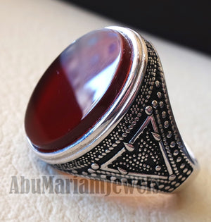 aqeeq natural agate huge big stone oval red flat gem man ring sterling silver arabic middle eastern turkey style fast shipping