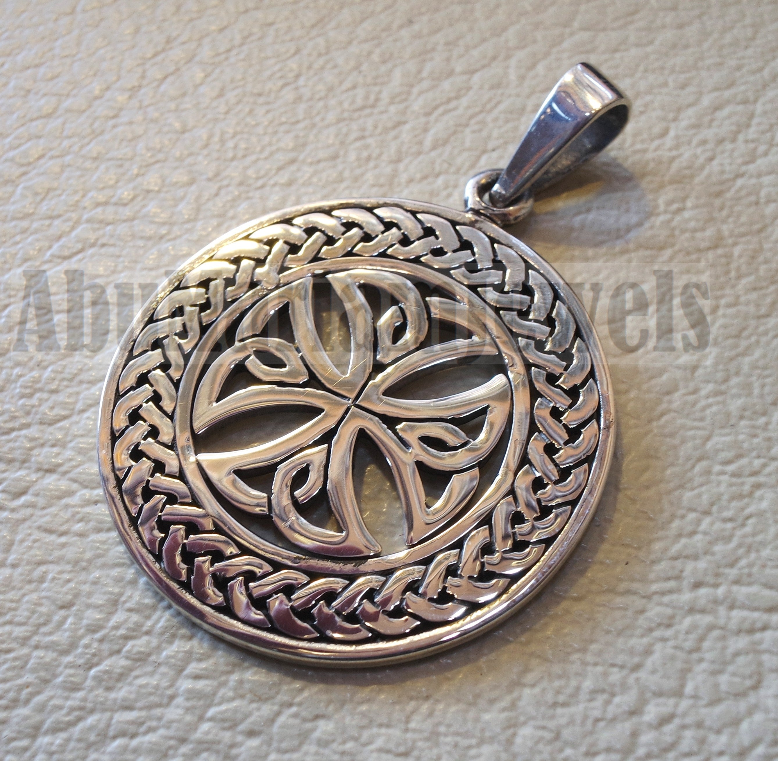 Celtic round cross pendant sterling silver 925 jewelry christianity vintage handmade heavy express shipping Christ religion