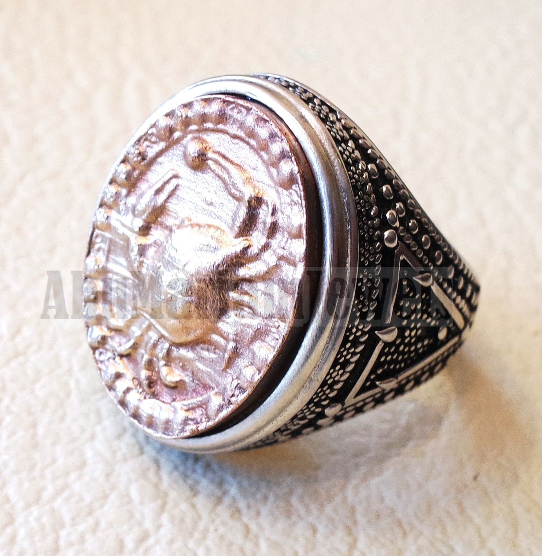 Horoscopes zodiac sign cancer sterling silver 925 and antique bronze huge men ring all sizes men jewelry gift that bring luck fast shipping