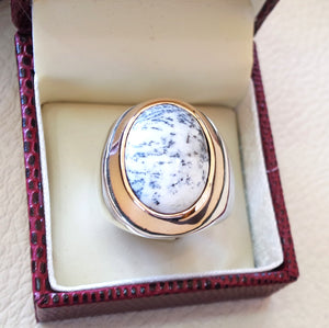 Männer Ring-Resultant Opal Achat Naturstein Sterling Silber 925 und Bronze Ottomane Türkei Mittlerer Osten Antik Stil jede Größe