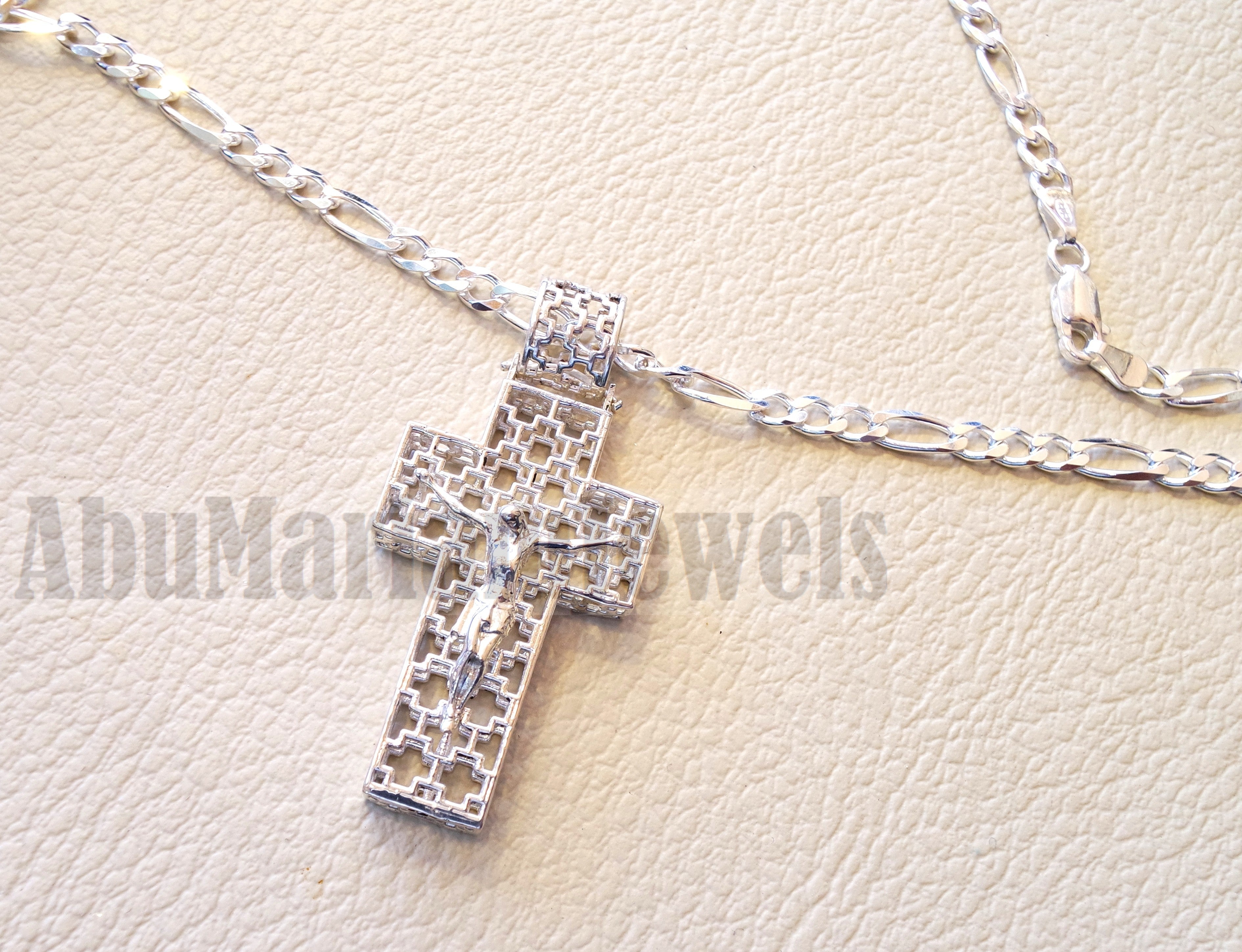 Cross necklace with thick chain sterling silver 925 jewelry Christianity 3d design man women religious gift express shipping