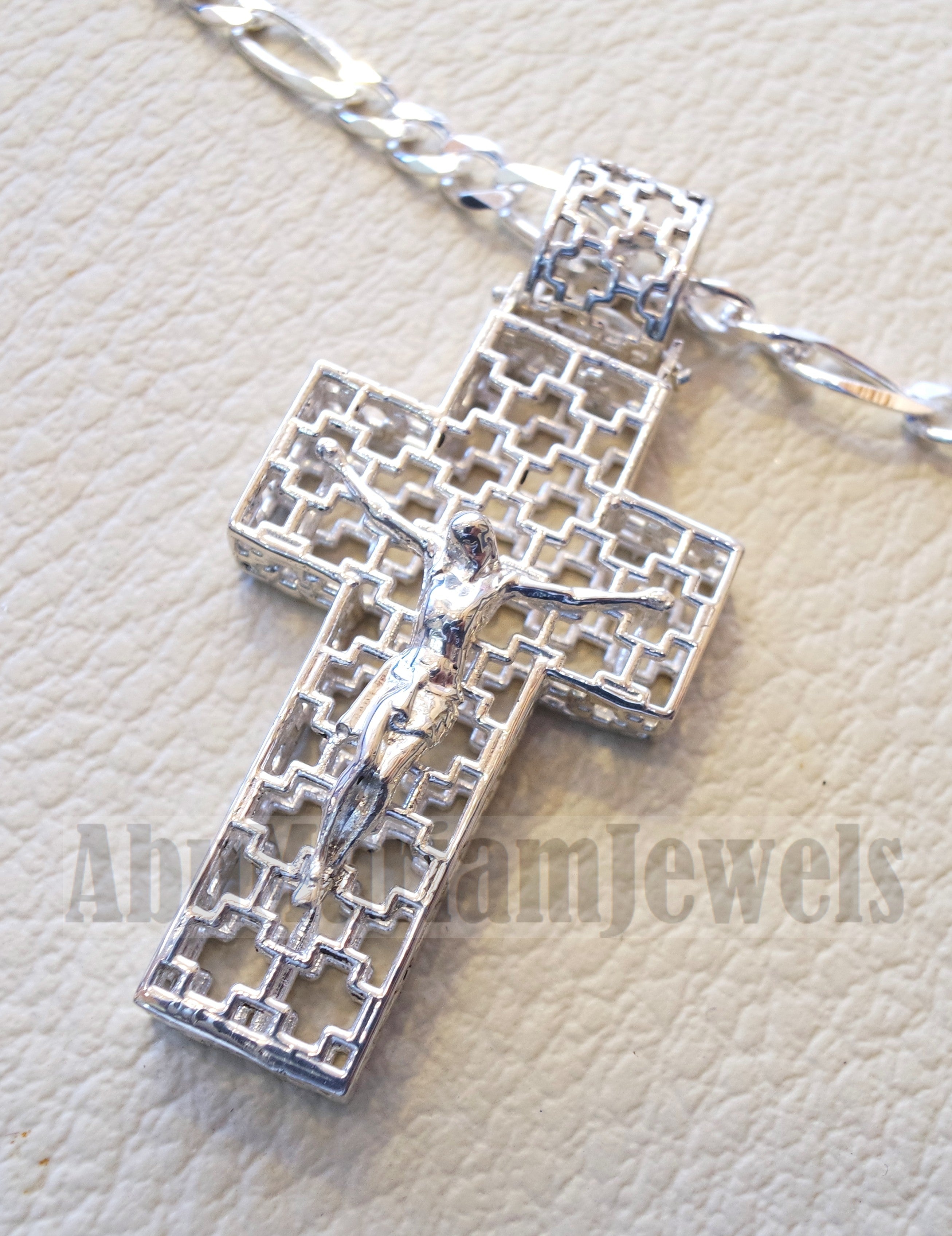 Cross necklace with thick chain sterling silver 925 jewelry Christianity 3d design man women religious gift express shipping