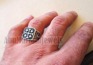 Jerusalem Cross ring christ christian symbol sterling silver 925 man gift jewelry fast shipping square shape all sizes Catholic Orthodox