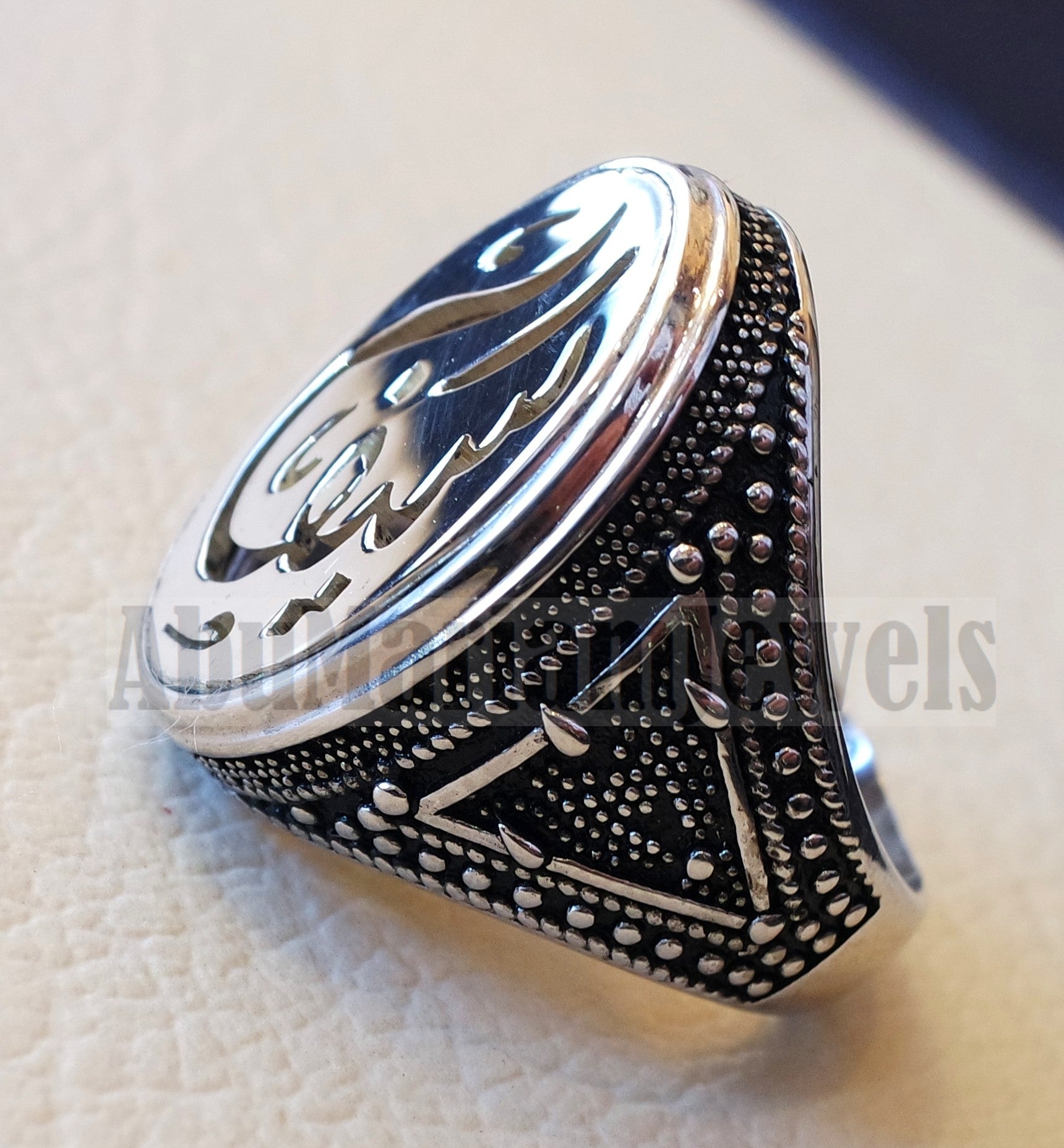 Customized Arabic calligraphy names handmade ring personalized antique jewelry style sterling silver 925 any size TSN1009 خاتم اسم تفصيل