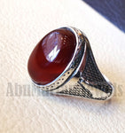 Palestine map men ring red natural agate aqeeq carnelian stone sterling silver 925 all sizes middle eastern ottoman style fast shipping خاتم فلسطين