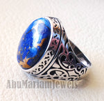 man ring copper Lapis lazuli natural stone sterling silver 925 oval cabochon semi precious gem ottoman arabic style all sizes jewelry