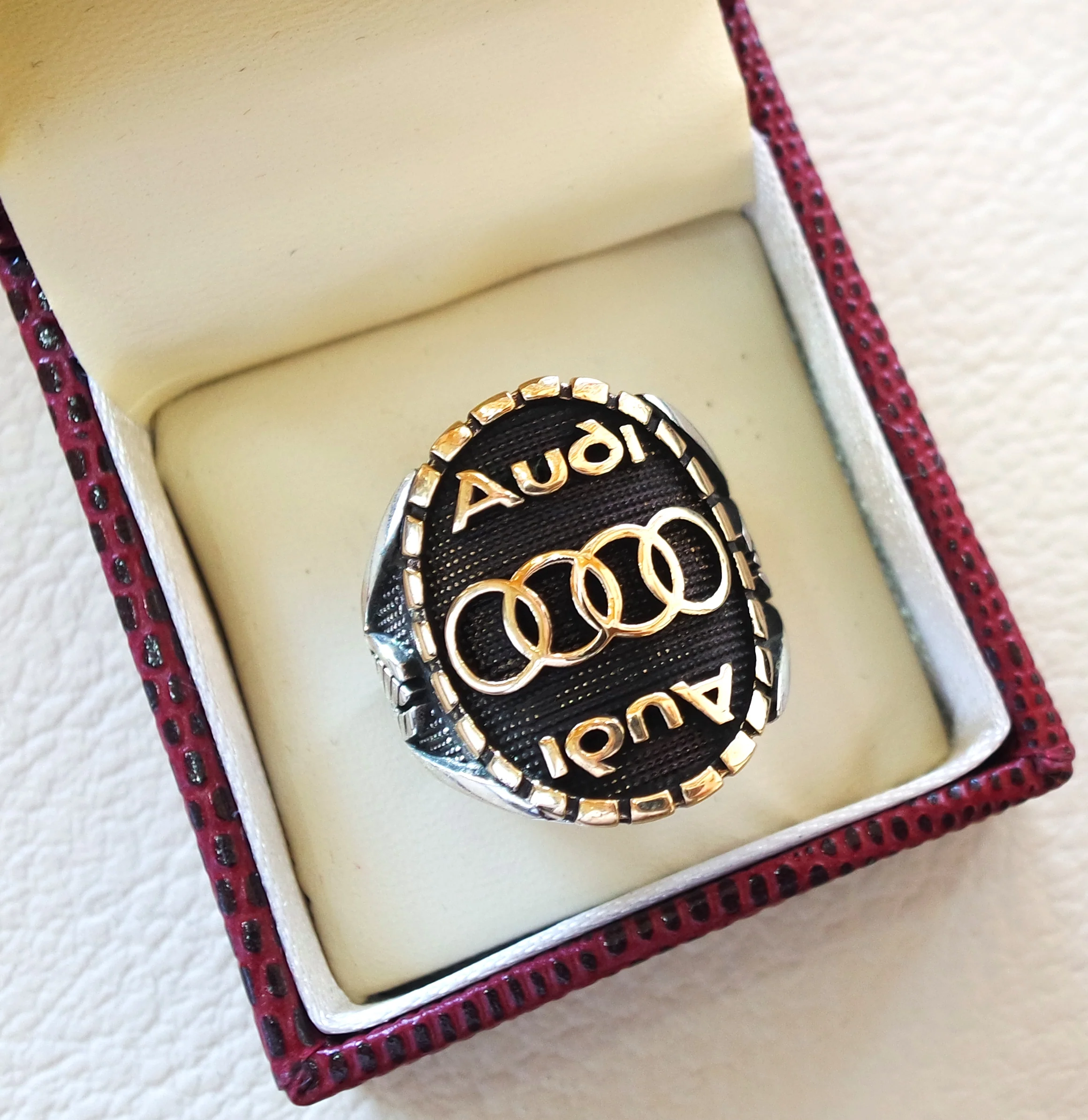 Audi sterling silver 925 and bronze heavy man ring new car ideal