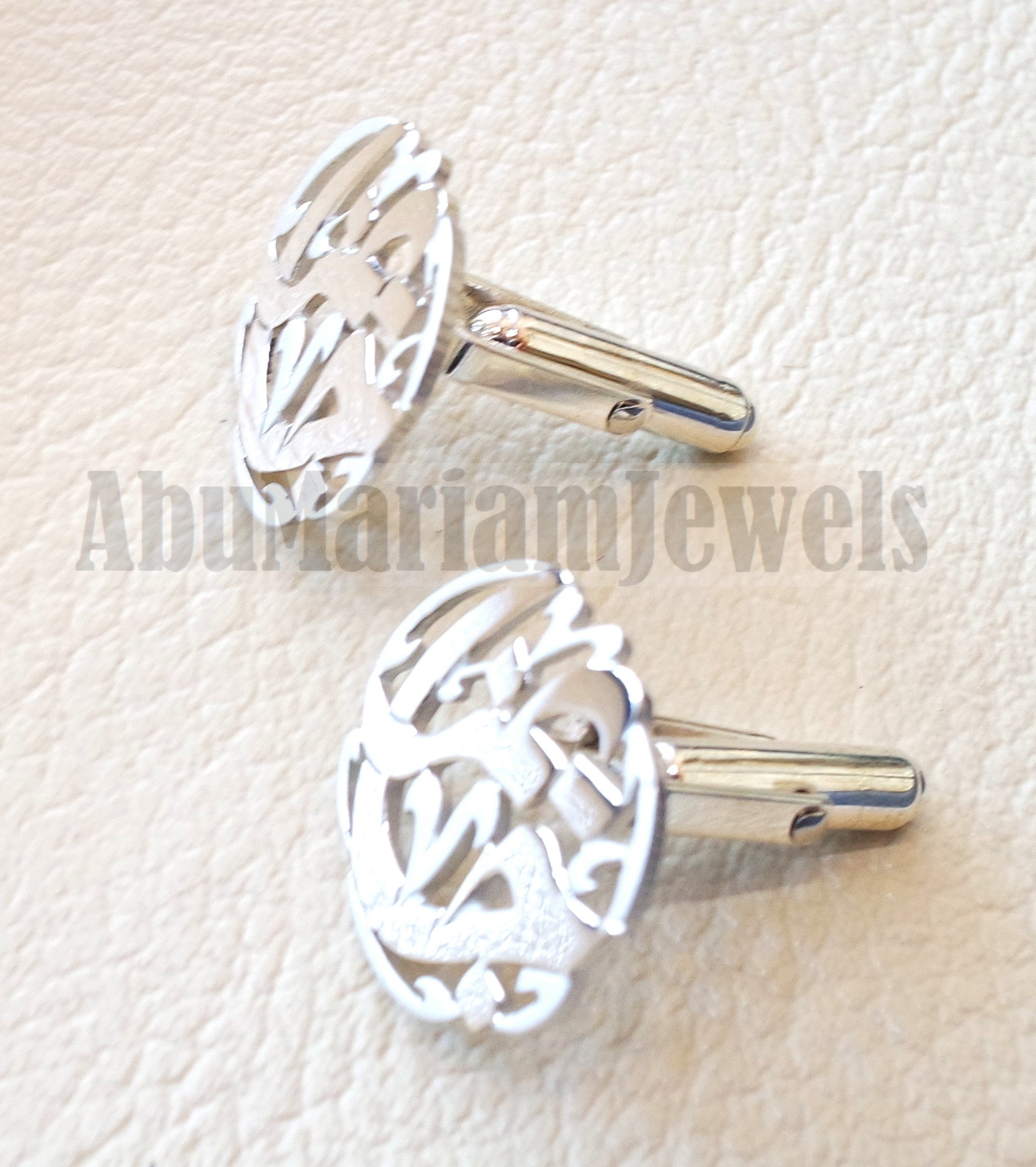 cufflinks , cuflinks 2 or 1 name one word each calligraphy arabic customized any name made to order sterling silver 925 heavy men jewelry