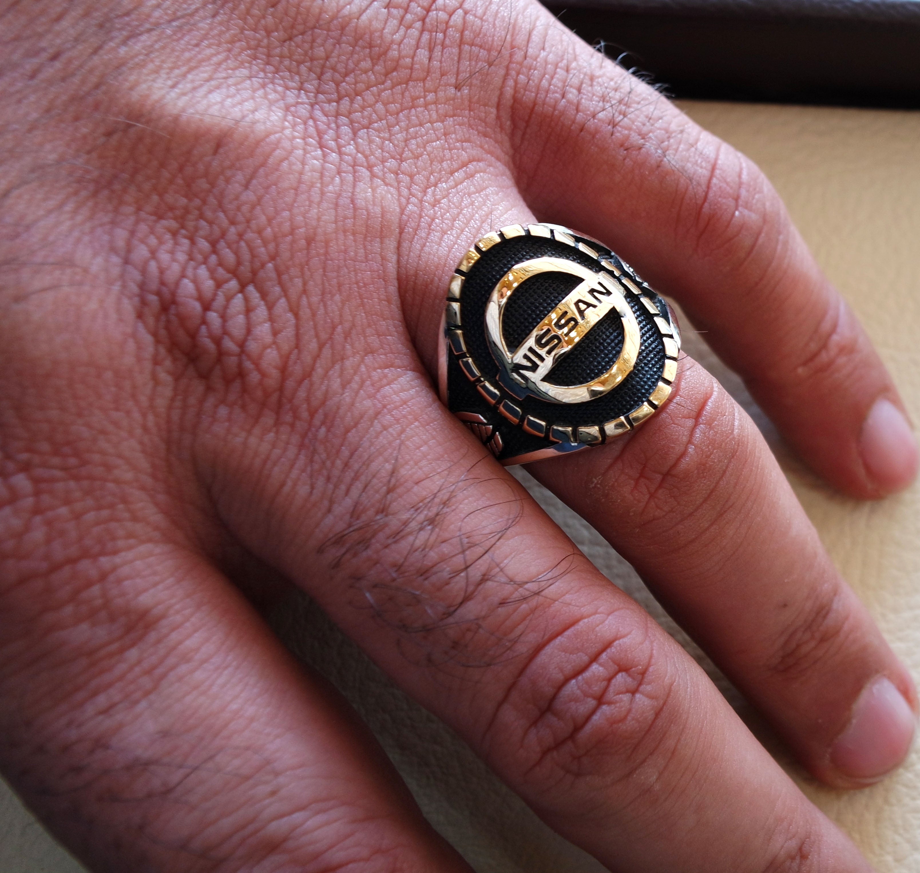 Nissan Sterling Silver 925 und Bronze Heavy man Ring neues Auto ideal Geschenk alle Größen