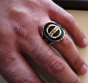 Nissan Sterling Silver 925 und Bronze Heavy man Ring neues Auto ideal Geschenk alle Größen