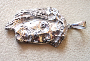 Jesus Christus Gesicht Kopf große Anhänger Sterling Silber 925 Naher Osten Schmuck Christentum Vintage Handmade schwere Expressversand
