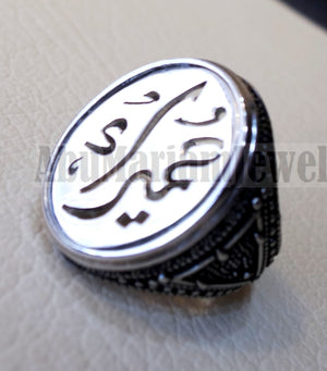 Customized Arabic calligraphy names handmade ring personalized antique jewelry style sterling silver 925 any size TSN1010 خاتم اسم تفصيل