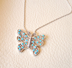 Schmetterling Halskette Sterling Silber 925 Nano Türkis kubische Zirkon Steine hochwertige Kette