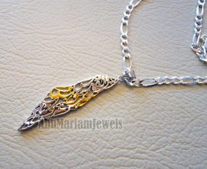 Palestine map pendant with thick chain sterling silver 925 & partial 14k plating Jerusalem is the bride of your Arabism : القدس عروس عروبتكم