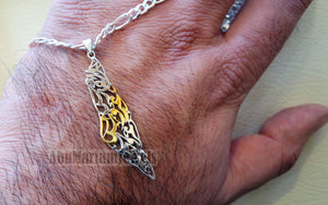 Palestine map pendant with thick chain sterling silver 925 & partial 14k plating Jerusalem is the bride of your Arabism : القدس عروس عروبتكم