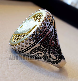 Syria map man ring sterling silver and bronze arabic middle eastern turkey oriental antique style 2 fast shipping all sizes خاتم سوريا