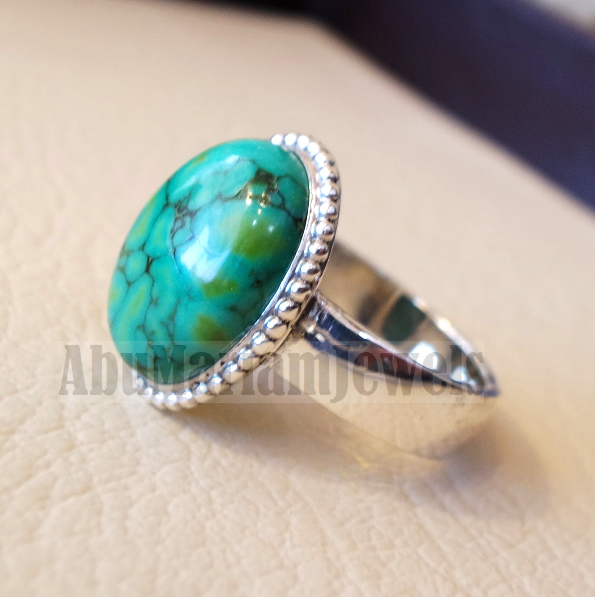 men or women ring Tibet blue turquoise skin touching stone sterling silver 925 all sizes high quality natural oval cabochon stone فيروز