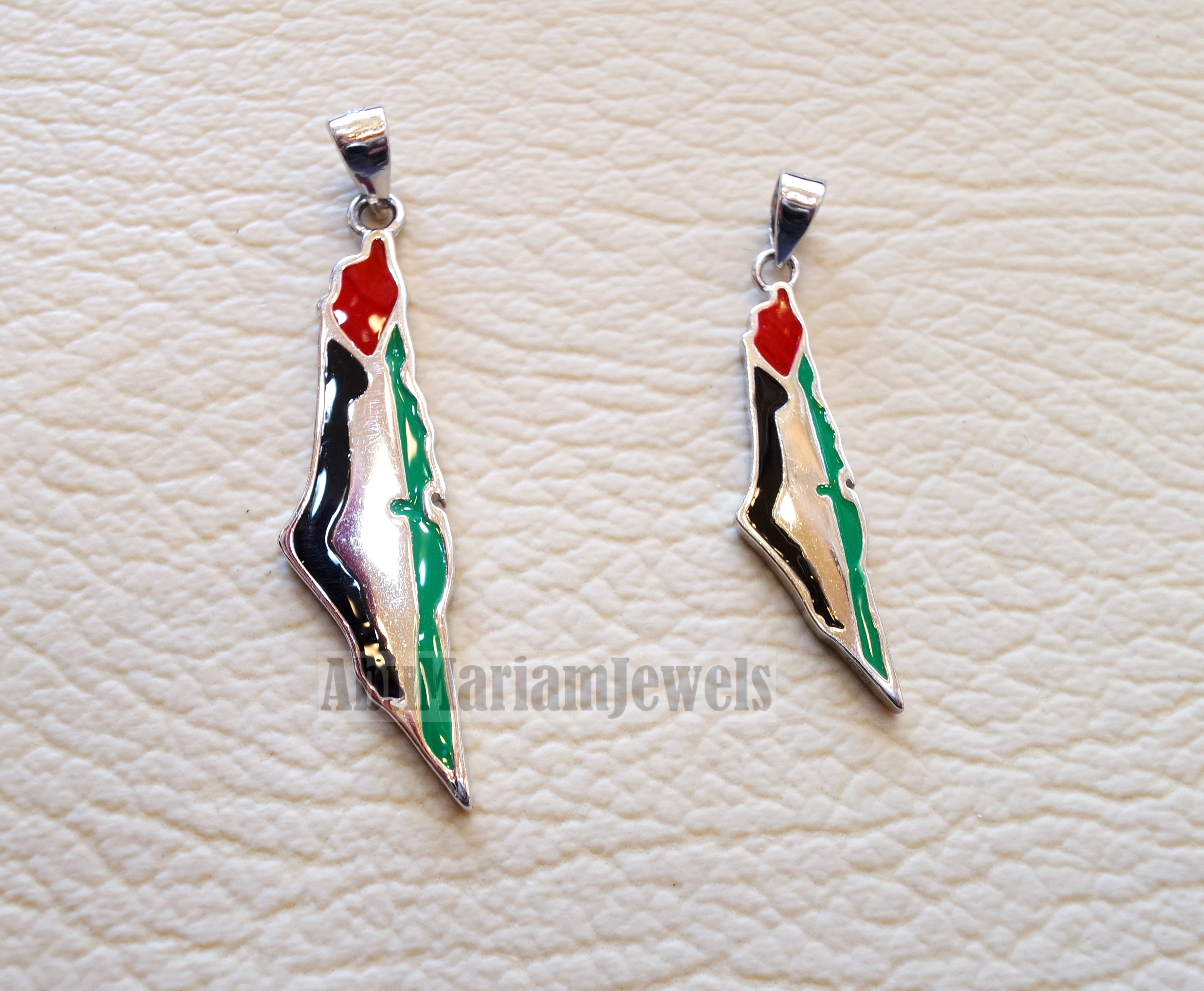 Palestine map pendant with flag colors enamel & sterling silver 925 k high quality jewelry arabic fast shipping خارطه و علم فلسطين