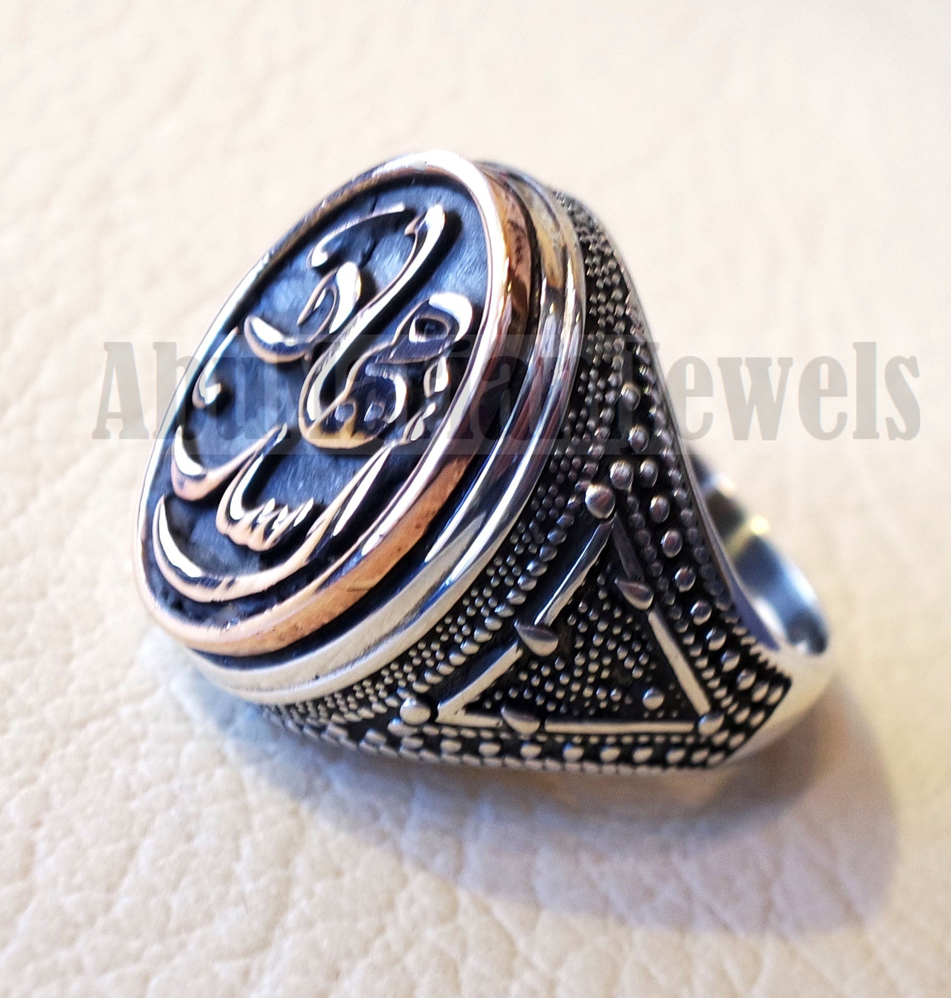 Customized Arabic calligraphy names ring personalized antique jewelry style sterling silver 925 and bronze any size TSB1010 خاتم اسم تفصيل