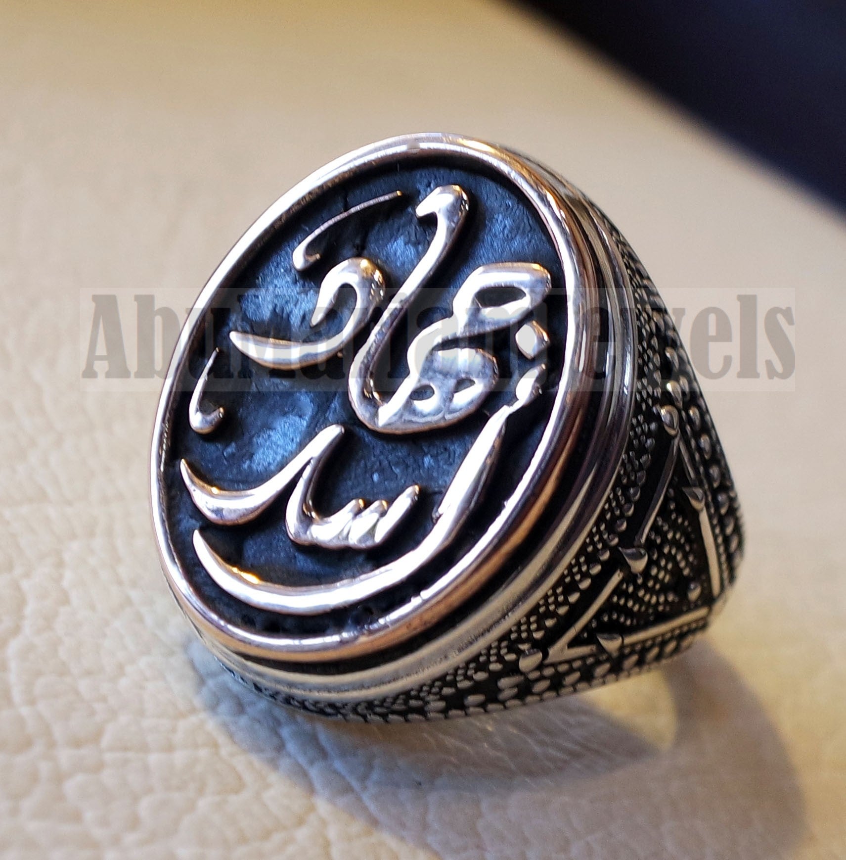 Customized Arabic calligraphy names ring personalized antique jewelry style sterling silver 925 and bronze any size TSB1010 خاتم اسم تفصيل